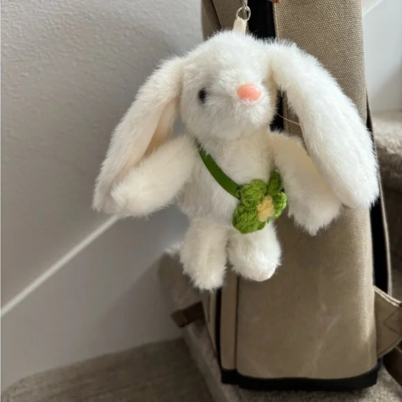 White Plush Bunny Bag Charm - Picture 2 of 3